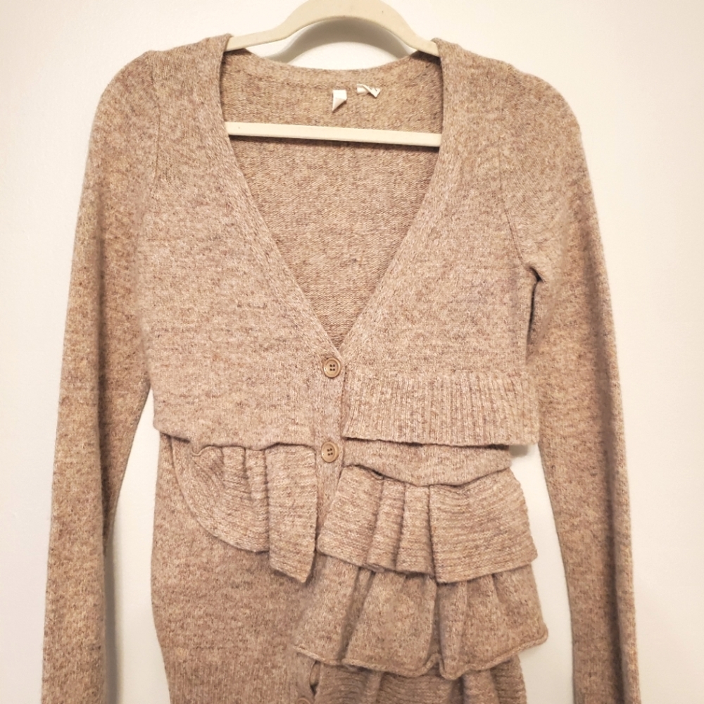 Anthropologie Moth Split Decision Ruffle Cardigan